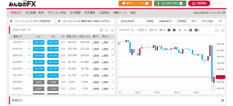 みんなのFXのデモトレードのやり方3