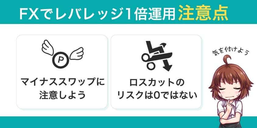 FXでレバレッジ1倍の運用をする時の注意点2つ