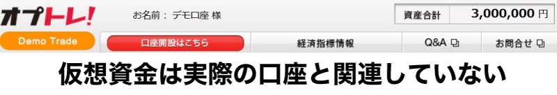オプトレ!デモの仮想資金