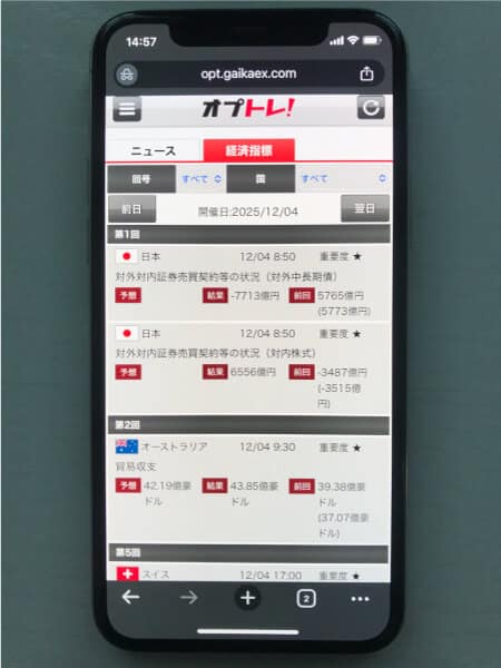 オプトレ!の情報画面