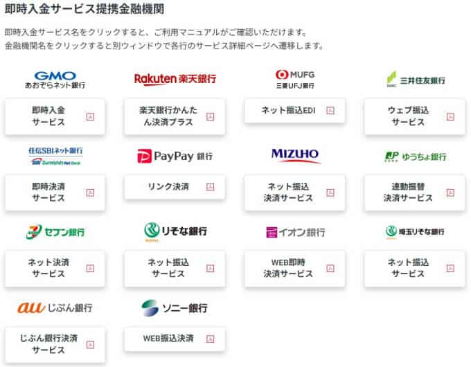 GMOクリック証券の入金に対応している銀行