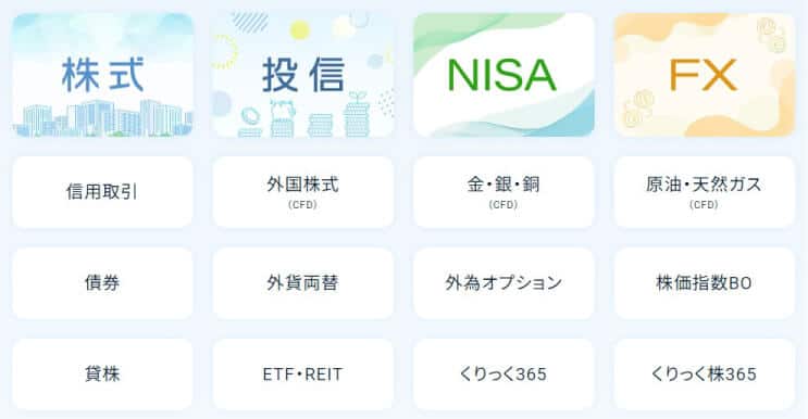 GMOクリック証券はCFDやNISAなどの金融商品も扱う証券会社