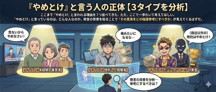 バイナリーオプションをやめとけと言う3タイプ