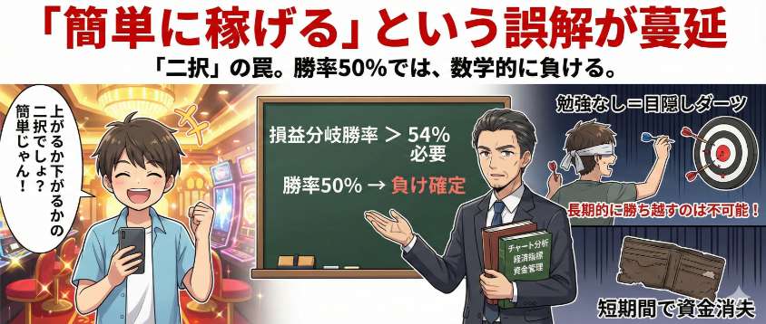 バイナリーオプションは簡単という誤ったイメージ