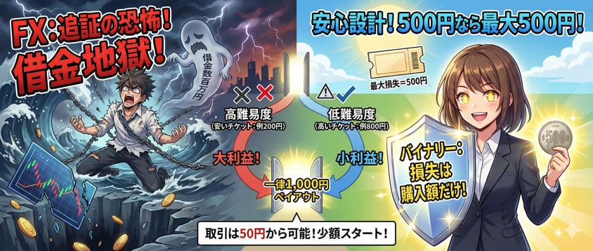 バイナリーオプションは損失は限定される