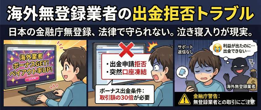海外のバイナリーオプション業者との出金トラブル