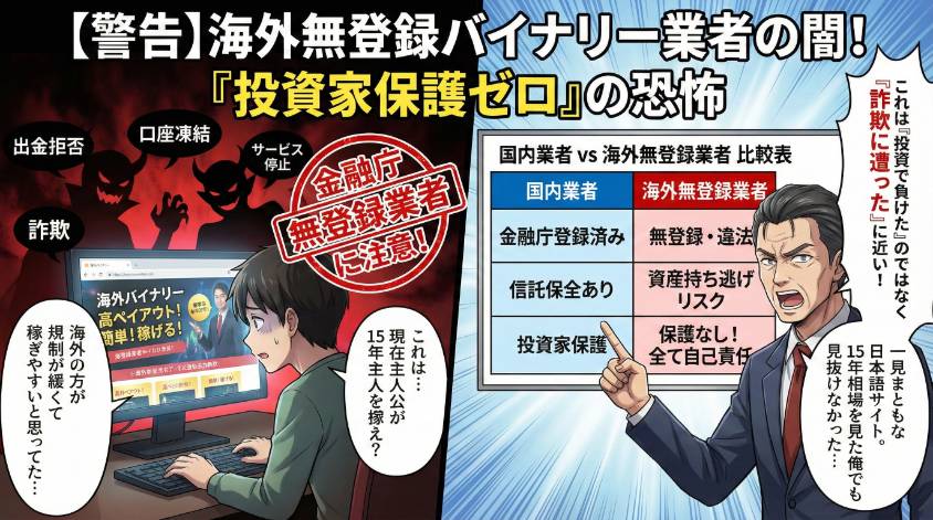 バイナリーオプションは海外の無登録業者を使うのはNG