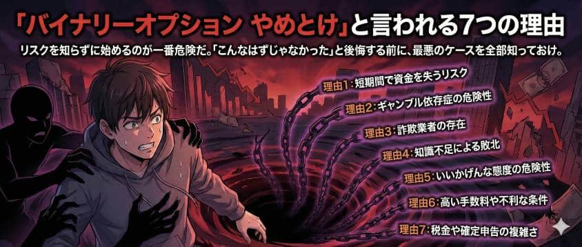 「バイナリーオプション やめとけ」と言われる7つの理由